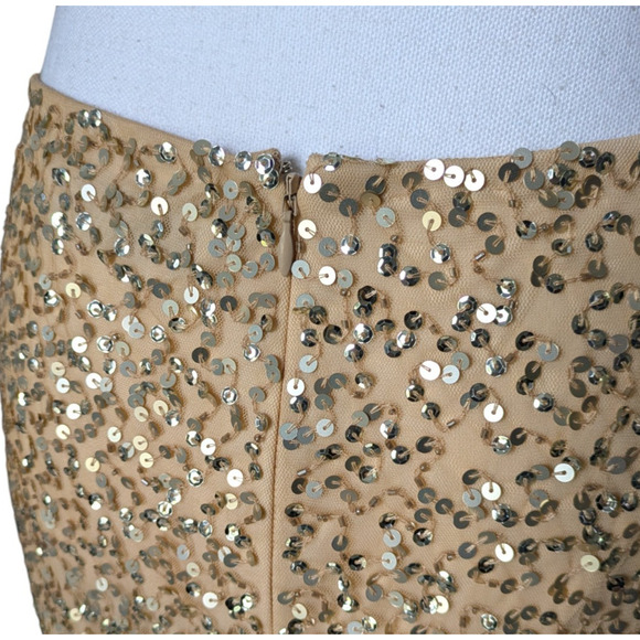 Mac Duggal 93800 Floral Sequin Strappy Nude Silver Gold Gown AS IS Sz 6 V Neck - Picture 9 of 16